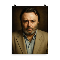 Christopher Hitchens portrait poster on a plain backdrop in size 8"x10".