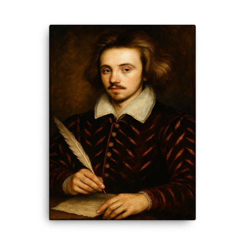 Christopher Marlowe canvas print on a plain backdrop in size 18