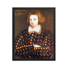 Christopher Marlowe framed print on a plain backdrop in size 16"x20".