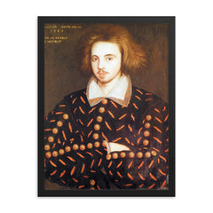 Christopher Marlowe framed print on a plain backdrop in size 18"x24".