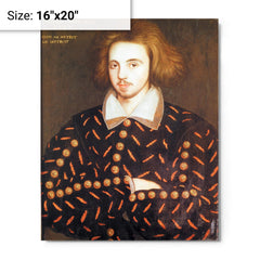 Christopher Marlowe metal print on a plain backdrop in size 16"x20".