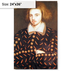 Christopher Marlowe metal print on a plain backdrop in size 24"x36".