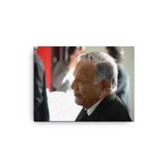 Christopher Weeramantry canvas print on a plain backdrop in size 12"x16".