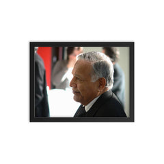 Christopher Weeramantry framed print on a plain backdrop in size 12"x16".