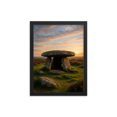 Chun Quoit Cornwall England framed print on a plain backdrop in size 12"x16".