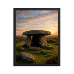 Chun Quoit Cornwall England framed print on a plain backdrop in size 16"x20".
