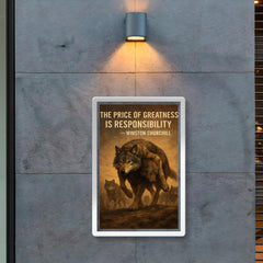 churchill quote alpha wolf carrying wounded pack responsibility poster 2