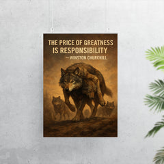 churchill quote alpha wolf carrying wounded pack responsibility poster 7