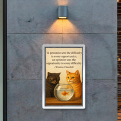 Churchill quote pessimist optimist cats fishbowl inspiration poster 2
