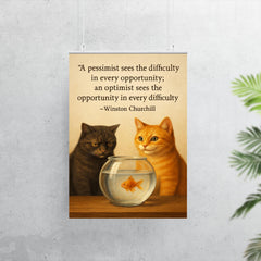 Churchill quote pessimist optimist cats fishbowl inspiration poster 7