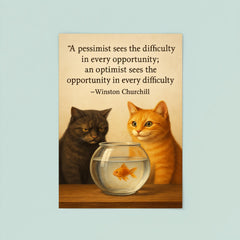 Churchill quote pessimist optimist cats fishbowl inspiration poster 8