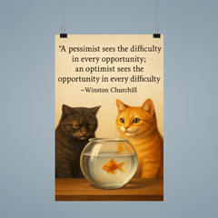 Churchill quote pessimist optimist cats fishbowl inspiration poster 9