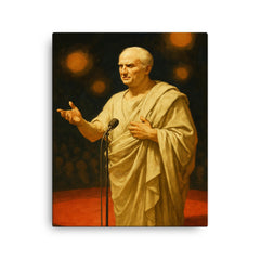 Cicero delivering a speech at a modern conference canvas print on a plain backdrop in size 16"x20".