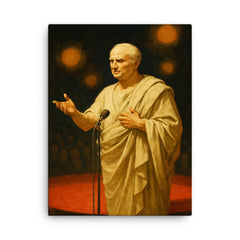 Cicero delivering a speech at a modern conference canvas print on a plain backdrop in size 18"x24".