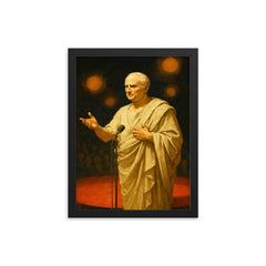 Cicero delivering a speech at a modern conference framed print on a plain backdrop in size 12"x16".