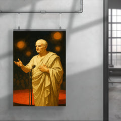 Cicero delivering a speech at a modern conference poster 4