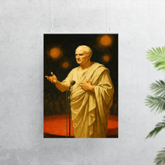 Cicero delivering a speech at a modern conference poster 7