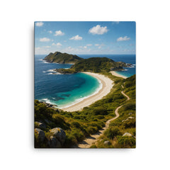 Cies Islands Spain canvas print on a plain backdrop in size 16"x20".