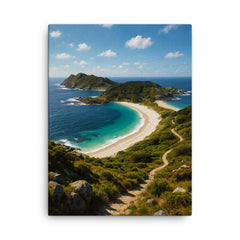 Cies Islands Spain canvas print on a plain backdrop in size 18"x24".
