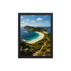 Cies Islands Spain framed print on a plain backdrop in size 12"x16".