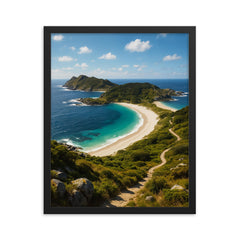 Cies Islands Spain framed print on a plain backdrop in size 16"x20".