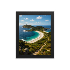Cies Islands Spain framed print on a plain backdrop in size 8"x10".