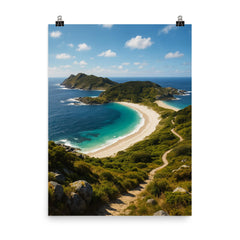 Cies Islands Spain poster on a plain backdrop in size 8"x10".