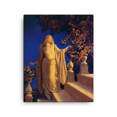 Cinderella by Maxfield Parrish, 1914 canvas print on a plain backdrop in size 16"x20".