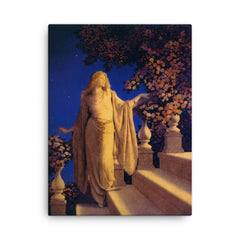 Cinderella by Maxfield Parrish, 1914 canvas print on a plain backdrop in size 18"x24".