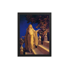 Cinderella by Maxfield Parrish, 1914 framed print on a plain backdrop in size 12"x16".