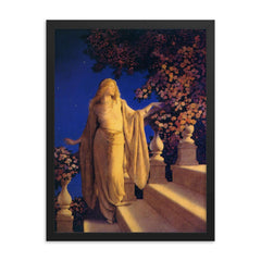 Cinderella by Maxfield Parrish, 1914 framed print on a plain backdrop in size 18"x24".