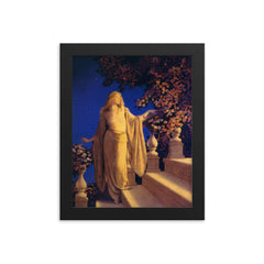 Cinderella by Maxfield Parrish, 1914 framed print on a plain backdrop in size 8"x10".