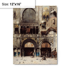 Circassian Cavalry Awaiting Commanding Officer at Byzantine Monument by Alberto Pasini, 1880 metal print on a plain backdrop in size 12"x16".