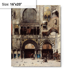 Circassian Cavalry Awaiting Commanding Officer at Byzantine Monument by Alberto Pasini, 1880 metal print on a plain backdrop in size 16"x20".