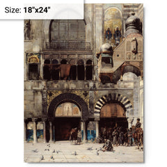 Circassian Cavalry Awaiting Commanding Officer at Byzantine Monument by Alberto Pasini, 1880 metal print on a plain backdrop in size 18"x24".