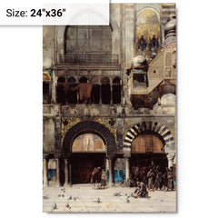 Circassian Cavalry Awaiting Commanding Officer at Byzantine Monument by Alberto Pasini, 1880 metal print on a plain backdrop in size 24"x36".