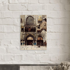 Circassian Cavalry Awaiting Commanding Officer at Byzantine Monument by Alberto Pasini, 1880 metal print mockup