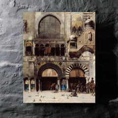 Circassian Cavalry Awaiting Commanding Officer at Byzantine Monument by Alberto Pasini, 1880 metal print mockup