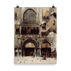 Circassian Cavalry Awaiting Commanding Officer at Byzantine Monument by Alberto Pasini, 1880 poster on a plain backdrop in size 8"x10".