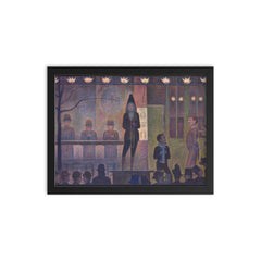 Circus Sideshow by Georges Seurat framed print on a plain backdrop in size 12"x16".