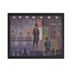 Circus Sideshow by Georges Seurat framed print on a plain backdrop in size 16"x20".