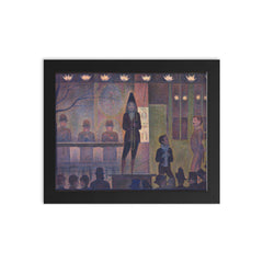 Circus Sideshow by Georges Seurat framed print on a plain backdrop in size 8"x10".
