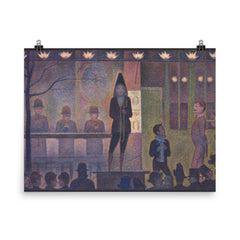 Circus Sideshow by Georges Seurat poster on a plain backdrop in size 8"x10".