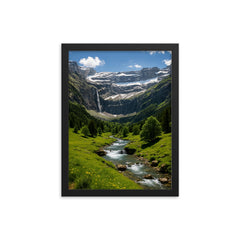 Cirque de Gavarnie France framed print on a plain backdrop in size 12"x16".