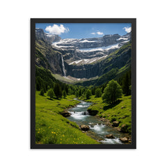 Cirque de Gavarnie France framed print on a plain backdrop in size 16"x20".