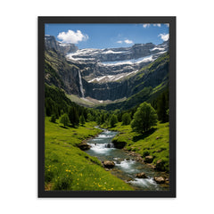 Cirque de Gavarnie France framed print on a plain backdrop in size 18"x24".