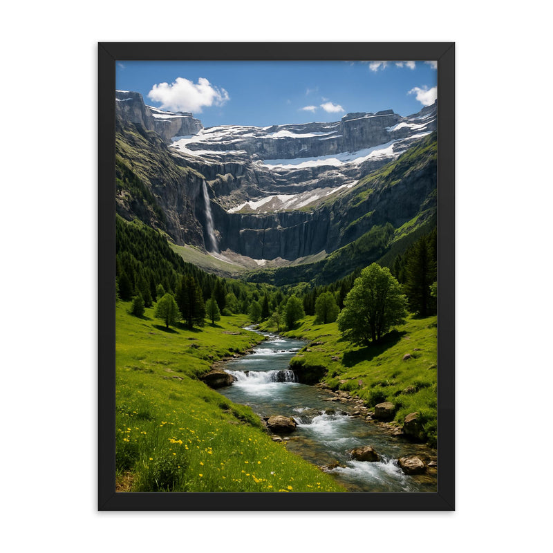 Cirque de Gavarnie France framed print on a plain backdrop in size 18