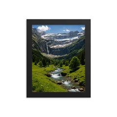 Cirque de Gavarnie France framed print on a plain backdrop in size 8"x10".