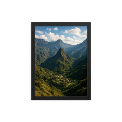 Cirque de Mafate Reunion framed print on a plain backdrop in size 12"x16".