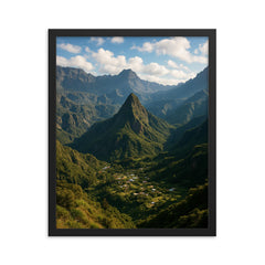 Cirque de Mafate Reunion framed print on a plain backdrop in size 16"x20".